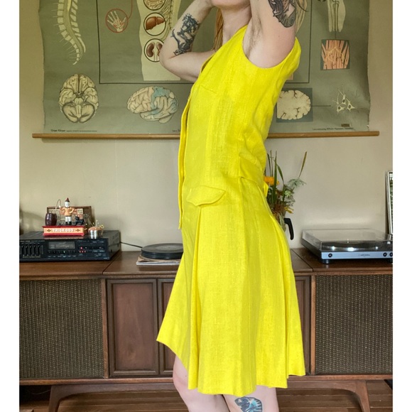 60s/70s Sunshine Yellow Irish Linen Dress - Picture 4 of 4
